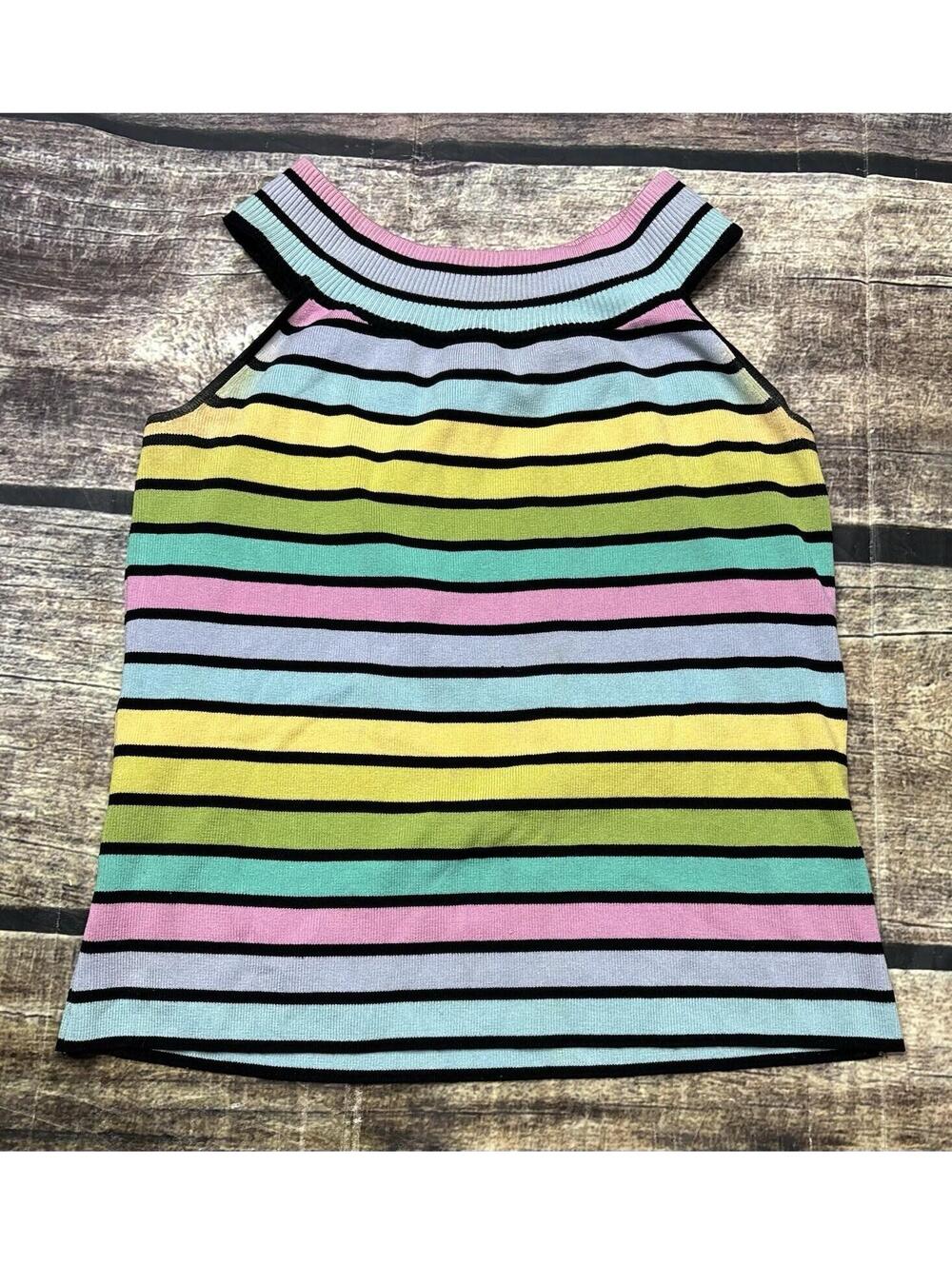 Evie Sweater Vest Womens Small Silk Blend Colorful Halter Pullover